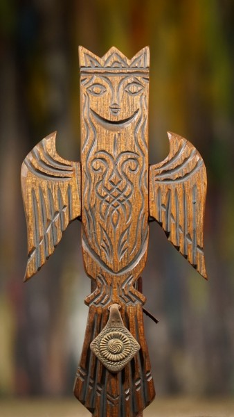 Hauswächter aus sibirischen Zedernholz "Sirin" 25 cm
